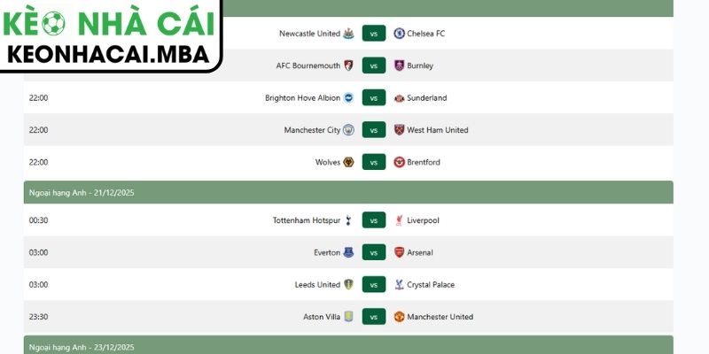 Giới thiệu chuyên mục lịch thi đấu Keonhacai
